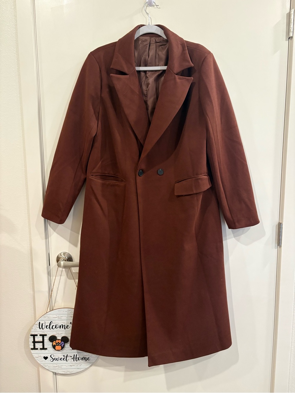 EL3223 Brown Trench Coat Size Large New